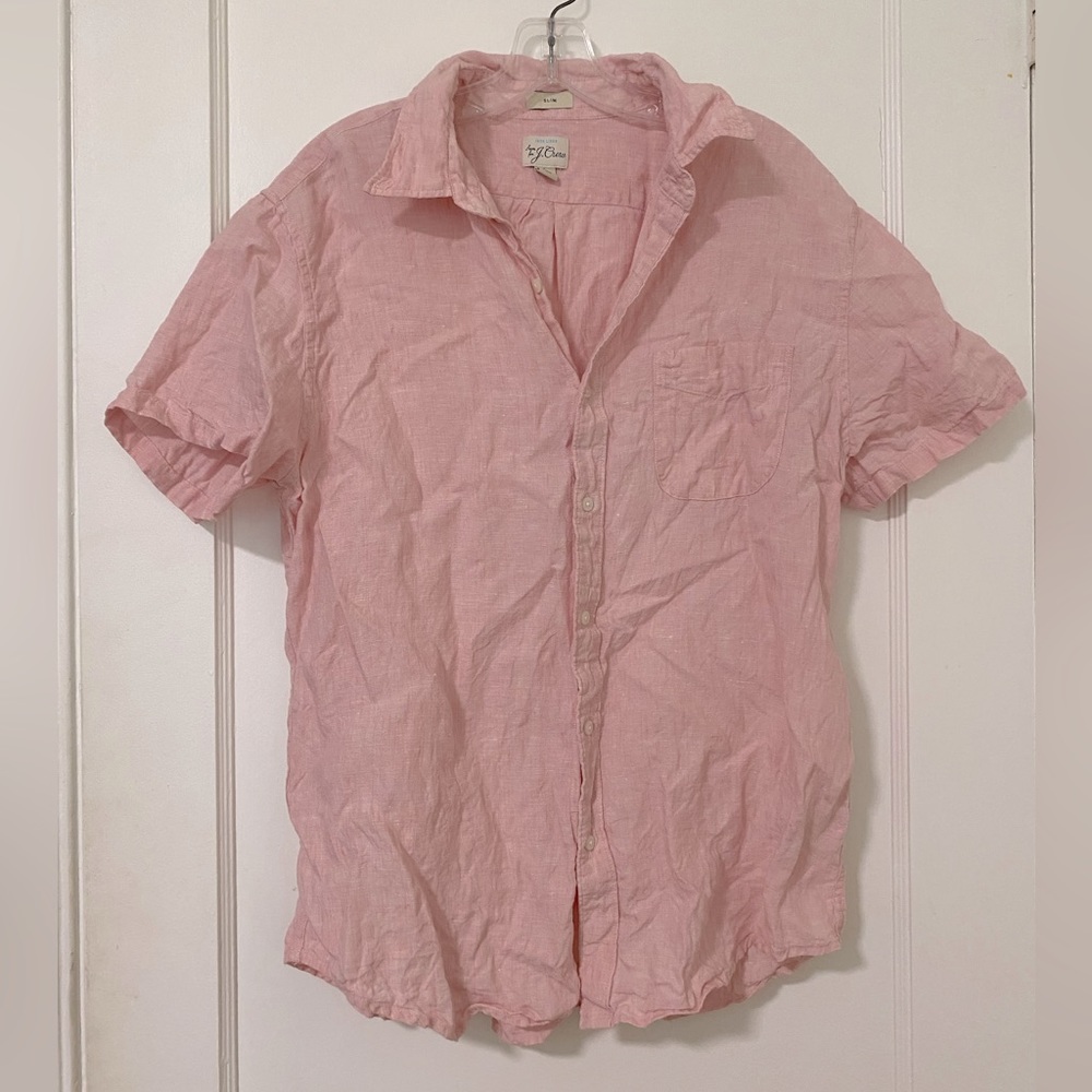 J Crew Irish linen shirt pink